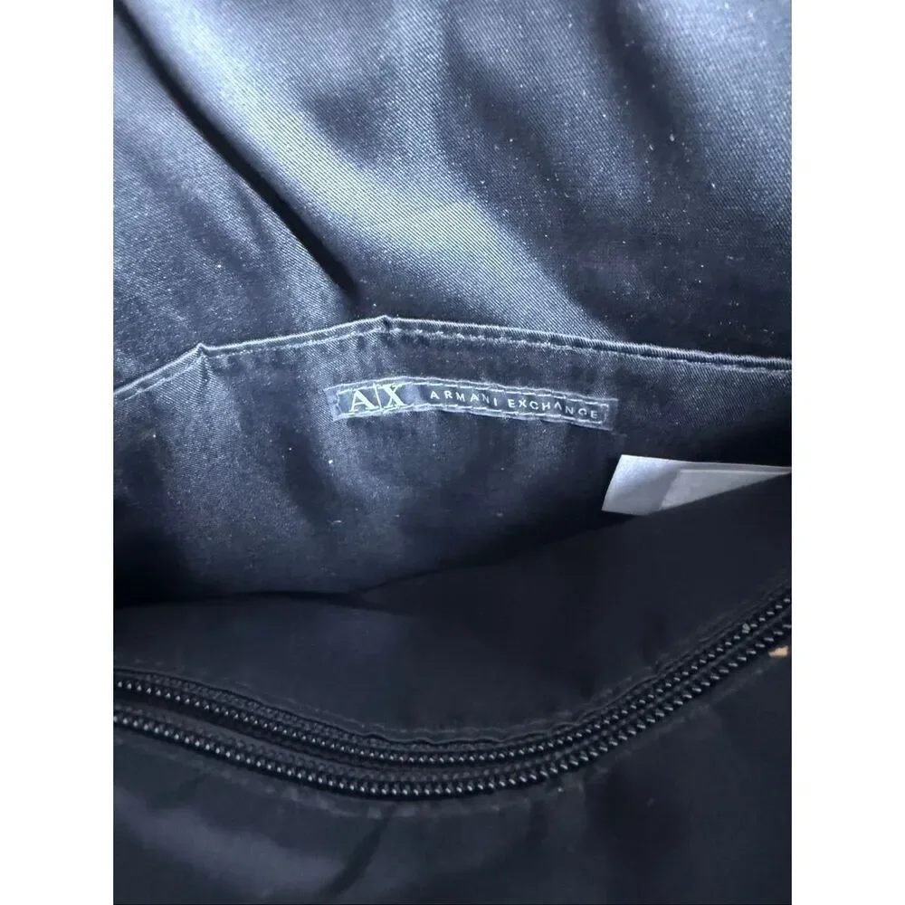 Armani Exchange Mens Blue Black Adjustable Strap Messenger Bag Magnetic Closure